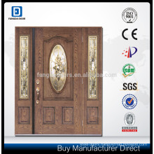 Fangda wood grain Mahogany fiberglass door with glass